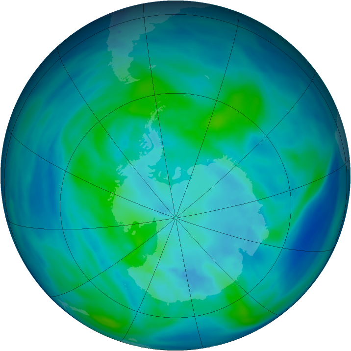 Antarctic ozone map for 07 April 2006